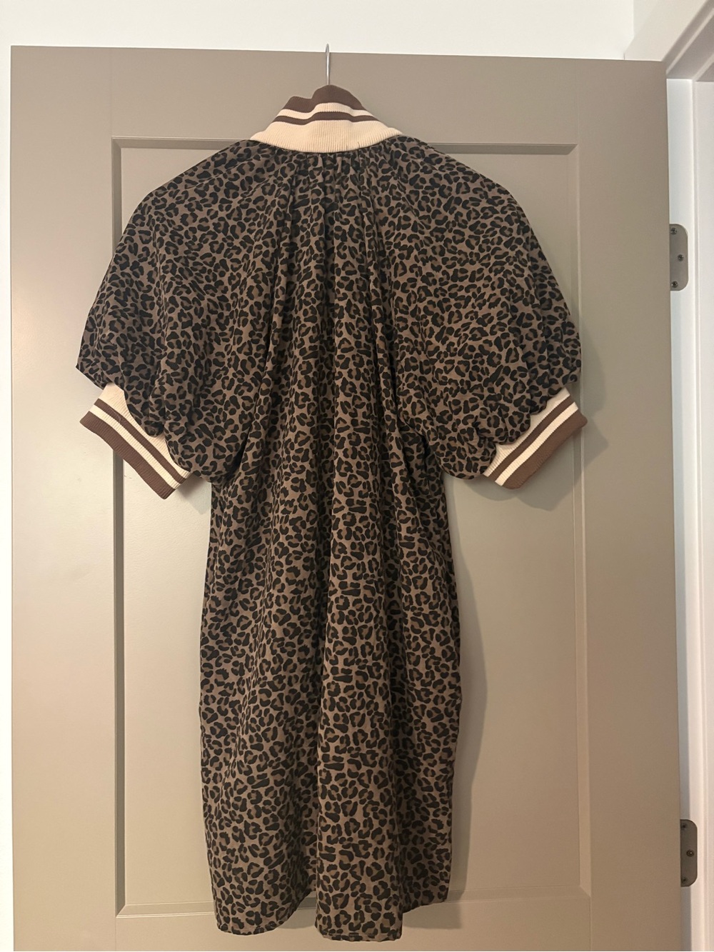 NWT Leopard Print Polo Dress with Striped Rib Trim - Picture 5 of 5